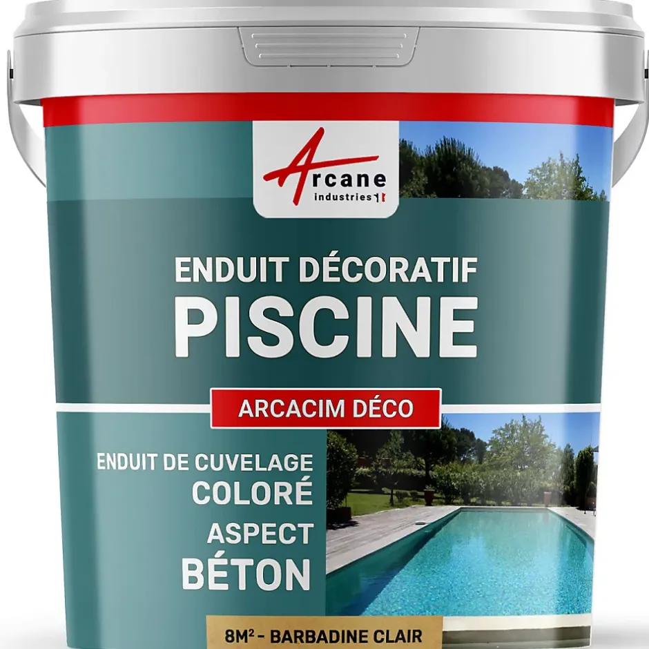 ENDUIT DE CUVELAGE PISCINE FINITION BETON CIRE - ARCACIM DECO Barbadine Clair - 8 m² --Arcane Industries Discount