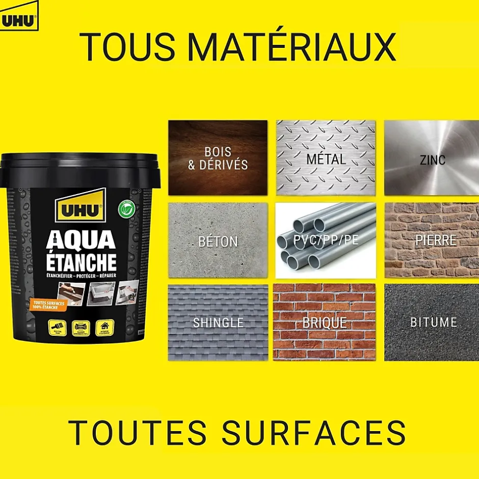 Enduit d'étanchéité noir Aqua étanche pot de 750 ml^UHU Clearance