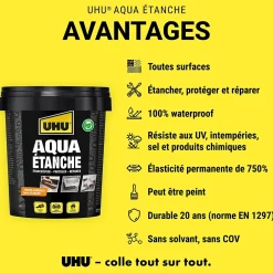 Enduit d'étanchéité noir Aqua étanche pot de 750 ml^UHU Clearance