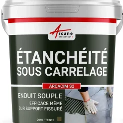 Enduit d'étanchéité sous carrelage dalle/chape extérieure - ARCACIM S2 Gris Marron Proche - RAL 7013 - 20 kg --Arcane Industries