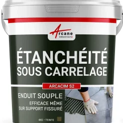 Enduit d'étanchéité sous carrelage dalle/chape extérieure - ARCACIM S2 Gris Marron Proche - RAL 7013 - 4 kg -^Arcane Industries Sale
