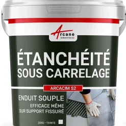 Enduit d'étanchéité sous carrelage dalle/chape extérieure - ARCACIM S2 Blanc - 20 kg -^Arcane Industries Sale