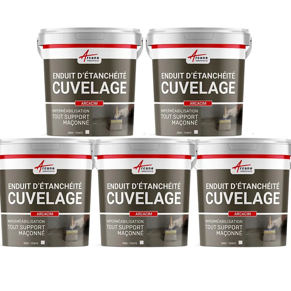Enduit Hydrofuge pour support maçonné - ARCACIM Gris - Offre Spéciale : 5 x 25 Kg -^Arcane Industries New