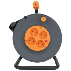 Enrouleur 4 prises 25m + coupe-circuit + support-Zenitech Hot