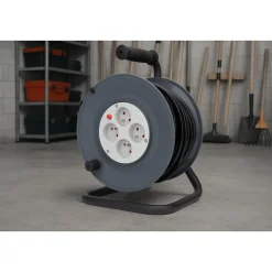 Enrouleur 4 prises 40m + coupe-circuit + support^Zenitech New