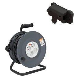 Enrouleur 4 prises 25m + coupe-circuit + support-Zenitech Online