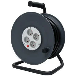 Enrouleur 4 prises 25m + coupe-circuit + support-Zenitech Online