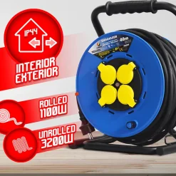 Enrouleur 4 prises-h07rn-3g2.5MM²-40M -^I-Watts Pro Online