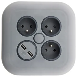 Enrouleur 3 x 2P+T + 2x USB - 7m - gris -^Zenitech Clearance