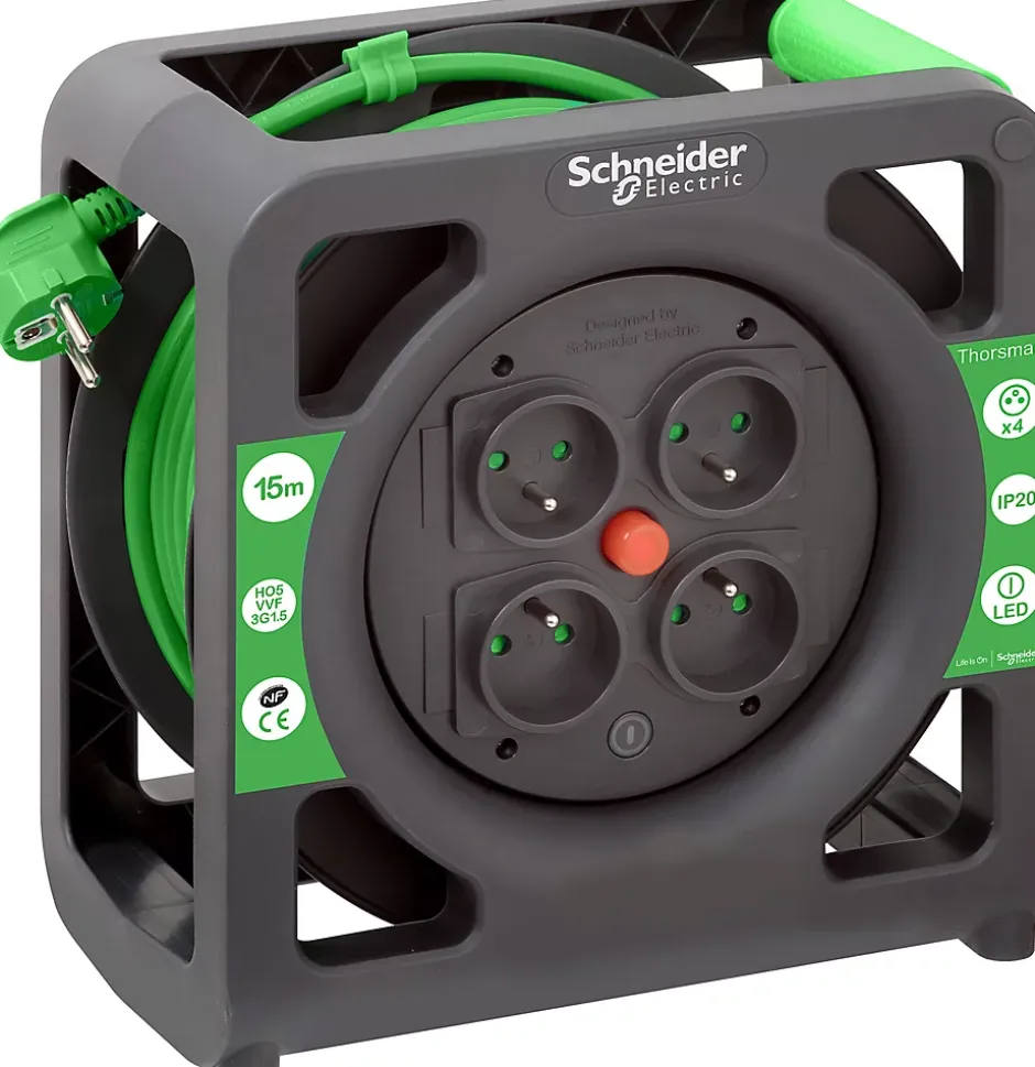 Enrouleur compact 15m 4 prises 2P+T IP20 - Schneider^Schneider Electric Hot