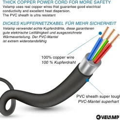 Enrouleur de câble DIY 4 prises Schuko standards, câble H05VV-F3G1.5MM2, 40M ,CE-Velamp Hot
