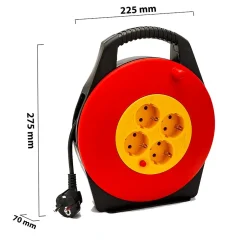 Enrouleur de câble domestique 4 prises Schuko standards, câble H05VV-F3G1.0MM2, 10M ,CE^Velamp New