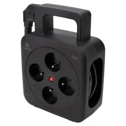 Enrouleur de câble électrique 4 prises 5m noir-Jacobsen Discount