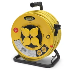 Enrouleur de chantier, 4 prises, 3G2.5, 25 mètres , NF, IP44. Platine fixe et guide cable^Velamp Online