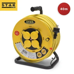 Enrouleur de chantier, 4 prises, 3G2.5, 40 mètres , NF, IP44. Platine fixe et guide cable^Velamp Best