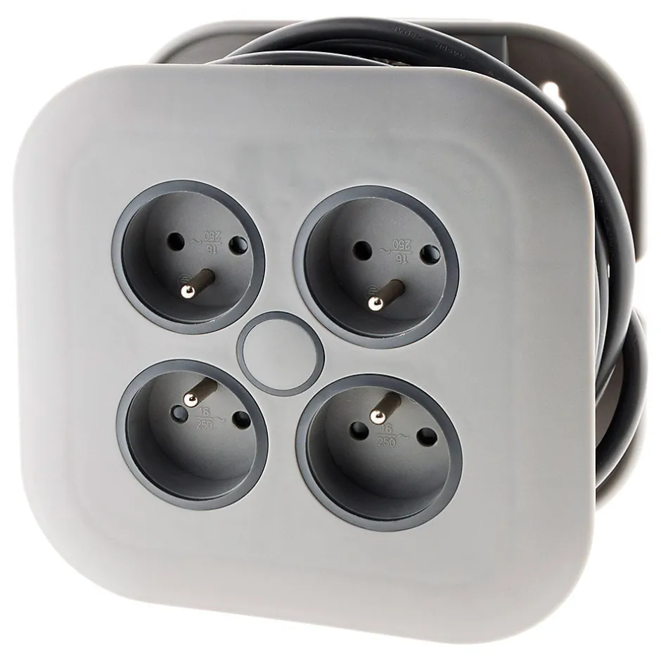 Enrouleur domestique 4 x 2P+T - 7m - gris^Zenitech Outlet