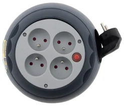 Enrouleur domestique 3m 4 prises 2P+T - Gris --Zenitech