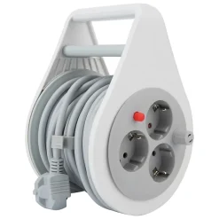 Enrouleur domestique Schuko 3 prises 7m - Gris --Zenitech New