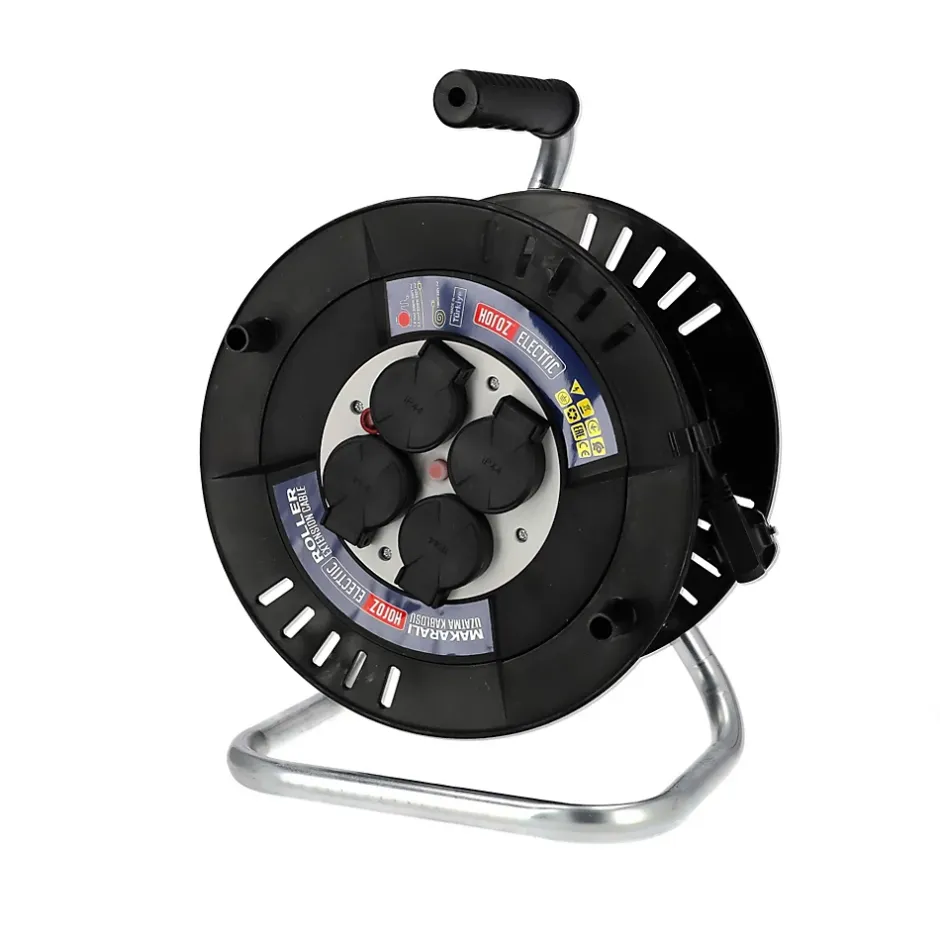 Enrouleur électrique 20 m, 4 prises, type E, 3x1,5 mm², IP44 - rallonge pour jardin et atelier HOROZ-Horoz Electric Sale