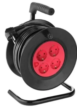 Enrouleur électrique 4 prises 16A L.15 mètres Protection anti-surcharge-Horoz Electric New