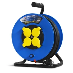 Enrouleur électrique 25m 4 prises IP44 - Cable h07en-3g1.5mm²-25m - 3200W déroulé-I-Watts Pro New