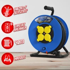 Enrouleur 4prises-h07rn-3g1.5mm²-40m --I-Watts Pro