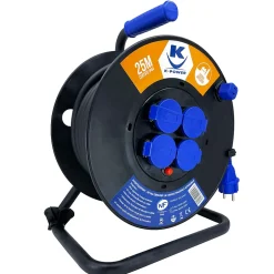 Enrouleur Pro 25M 3G2.5 IP44 avec 4 Prises à Clapet pour Usage Intensif en Intérieur & Extérieur^Keli France Best