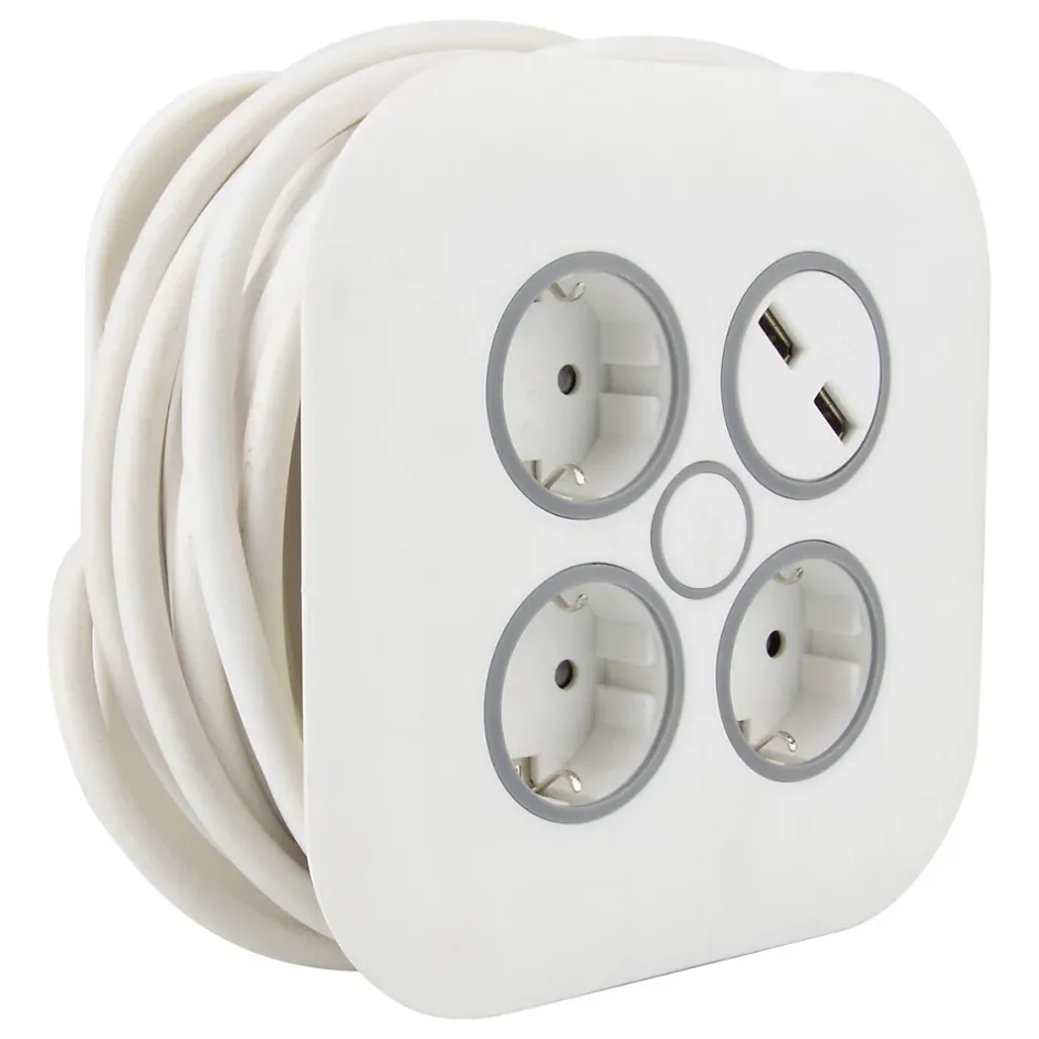 Enrouleur Schuko 3 prises + 2 USB 7m^Zenitech Outlet