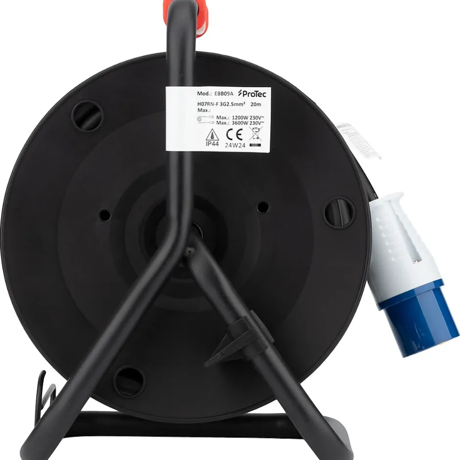 Enrouleur Schuko/CEE P17 20m - Noir/Bleu -^Protec Discount
