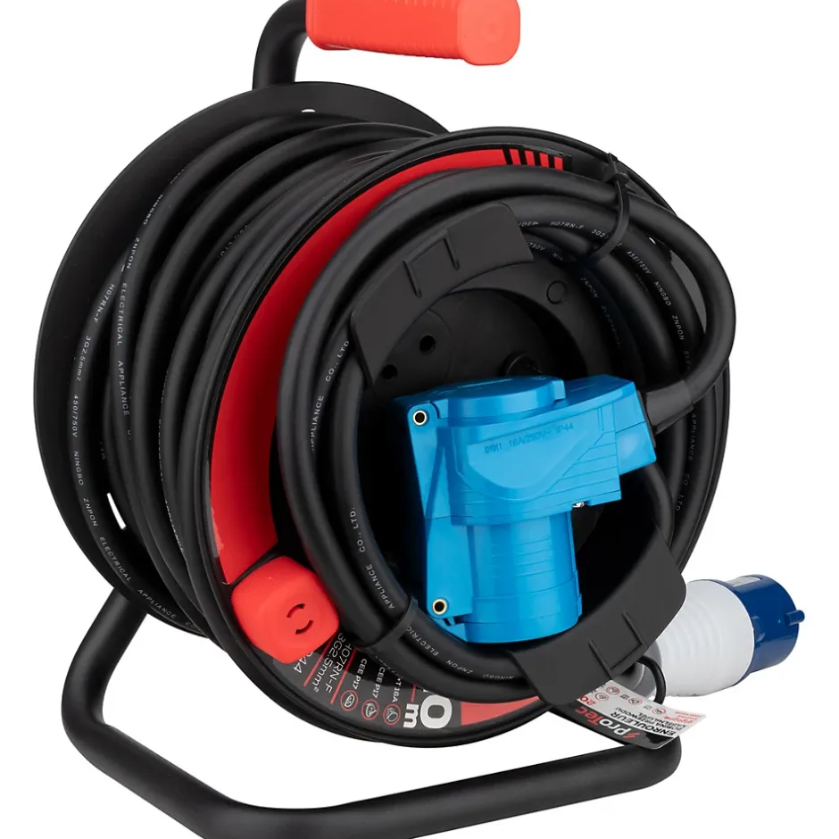 Enrouleur Schuko/CEE P17 20m - Noir/Bleu -^Protec Discount