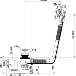 Ensemble complet vidage à câble baignoire - Diamètre 40 mm-Valentin New
