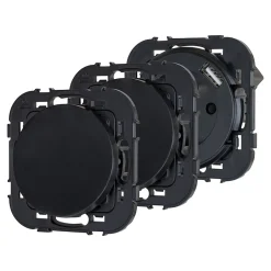 Ensemble double interrupteur + 1 prise avec terre affleurante + 1 prise USB-A+C Espen noir composable^Jacobsen Clearance