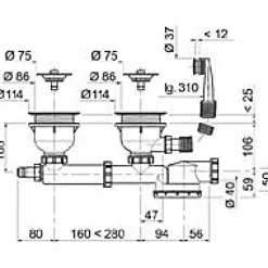 Ensemble vidage 2 cuves ø 90 extra-plat Espace^Wirquin New