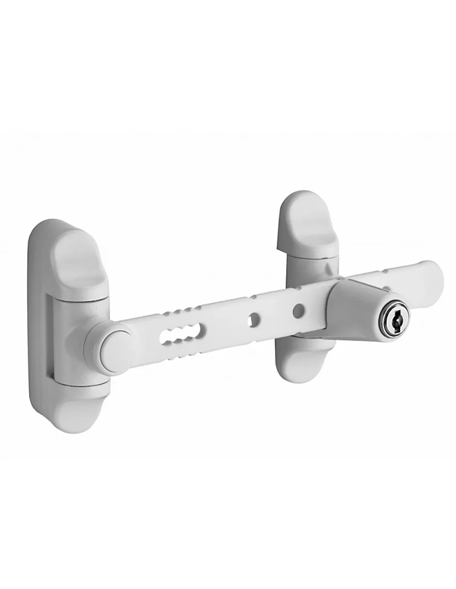 Entrebailleur à clé pour fenêtre 1 à 2 vantaux, 158mm, laqué blanc, 2 clés -^Thirard Hot