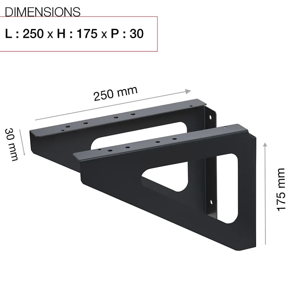 Equerres murales Noir mat RAL 9005MT-Renz Outlet