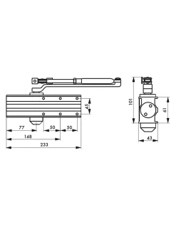 Ferme-porte automatique hydraulique Design force 3, bras coulissant, blanc -^Thirard Clearance