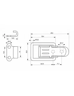 Fermeture à levier avec crochet, acier, H.36mm, zingué --Thirard Online