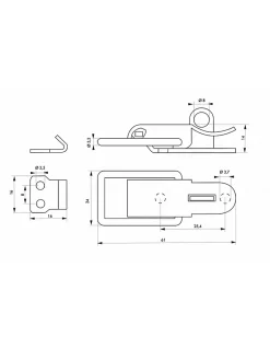 Fermeture à levier avec crochet cadenassable, inox, H.54mm, zingué -^Thirard