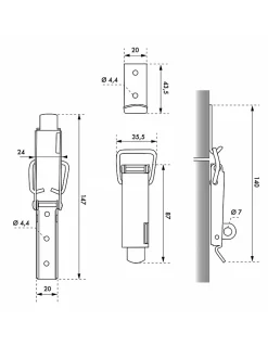 Fermeture à levier, avec crochet, cadenassable, hauteur 90mm, acier zingué --Thirard Hot