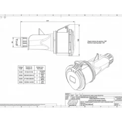 Fiche Femelle Tétrapolaire 32a 3p+n+t 380v - 5 Broches - étanche Ip44 --Ide New