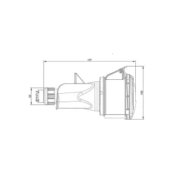Fiche Femelle Tétrapolaire 32a 3p+n+t 380v - 5 Broches - étanche Ip44 --Ide New