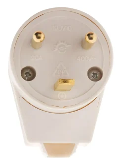 Fiche mâle 20A coudée 2 P+T - Blanc --Zenitech New