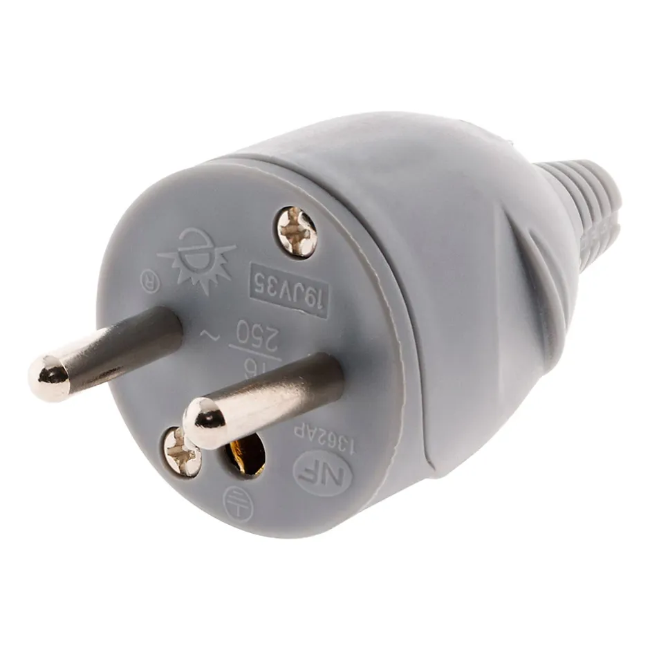 Fiche mâle 16A 2P+T - Gris -^Zenitech
