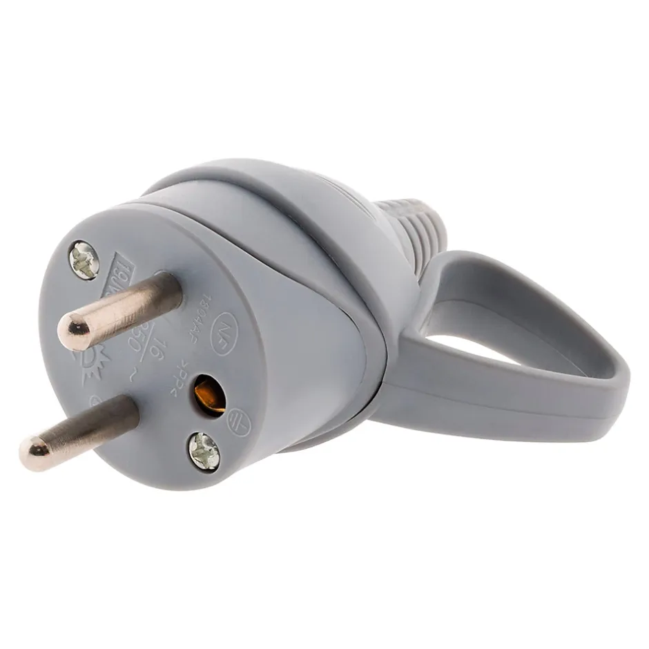 Fiche mâle anneau -16A 2P+T - Gris --Zenitech Hot