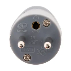 Fiche mâle coudée 16A 2P+T - Gris -^Zenitech