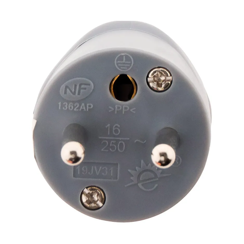 Fiche mâle coudée 16A 2P+T - Gris -^Zenitech