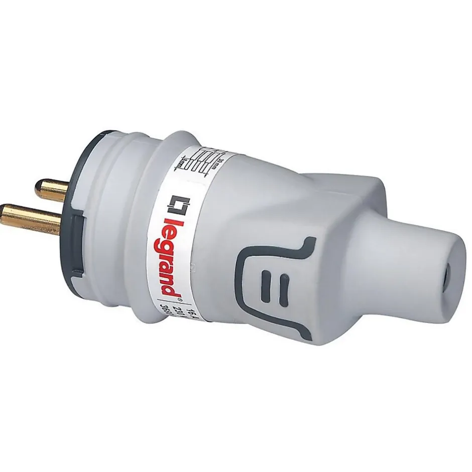 Fiche 2P+T 16A IP44 et IK08 sortie droite - Plexo -^Legrand