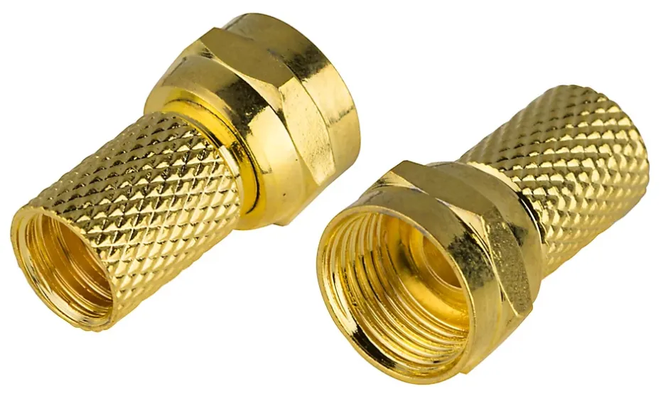 Fiche TV Type F Mâle à câbler pour PF100/RG6 Blyss, Or - lot de 2^Diall Hot