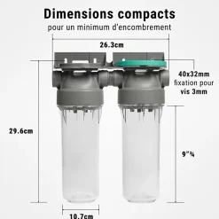 Filtre à eau double 9' 3/4 + pack anti sédiments et odeurs filtration sous évier connexion 3/4'-Sinea Clearance