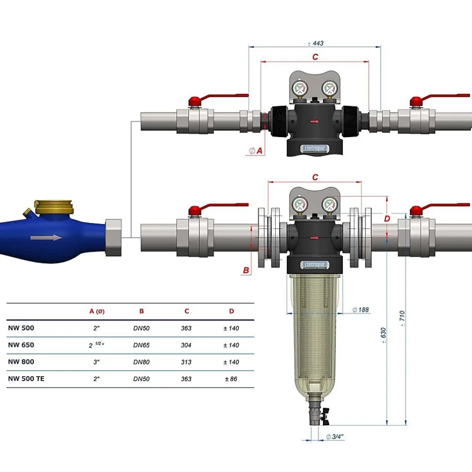 Filtre Nw500 2" - Filtre Anti Sédiments 25 Microns-Cintropur